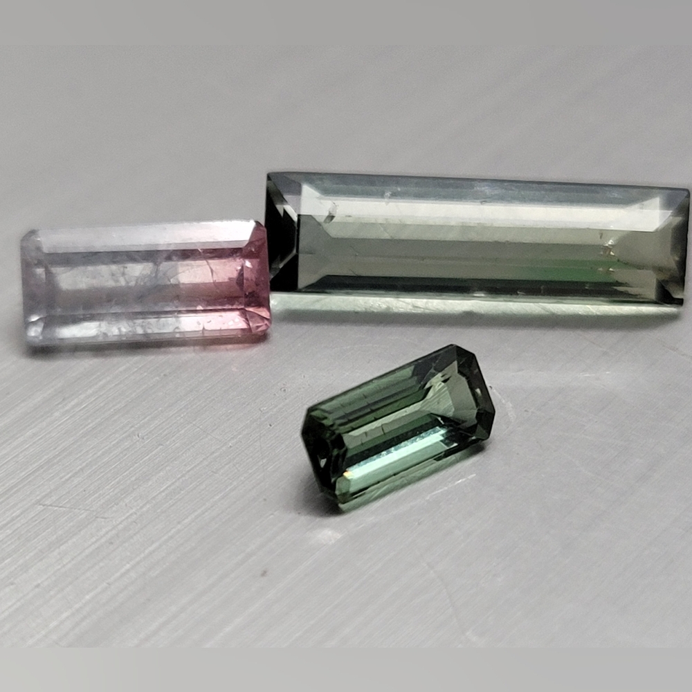 Natural Emerald Cut Watermelon And Green Tourmaline